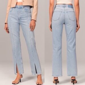 AF Curve Love Ultra High Rise 90s Straight Jeans Plus Size 37/24R Split Hem W47